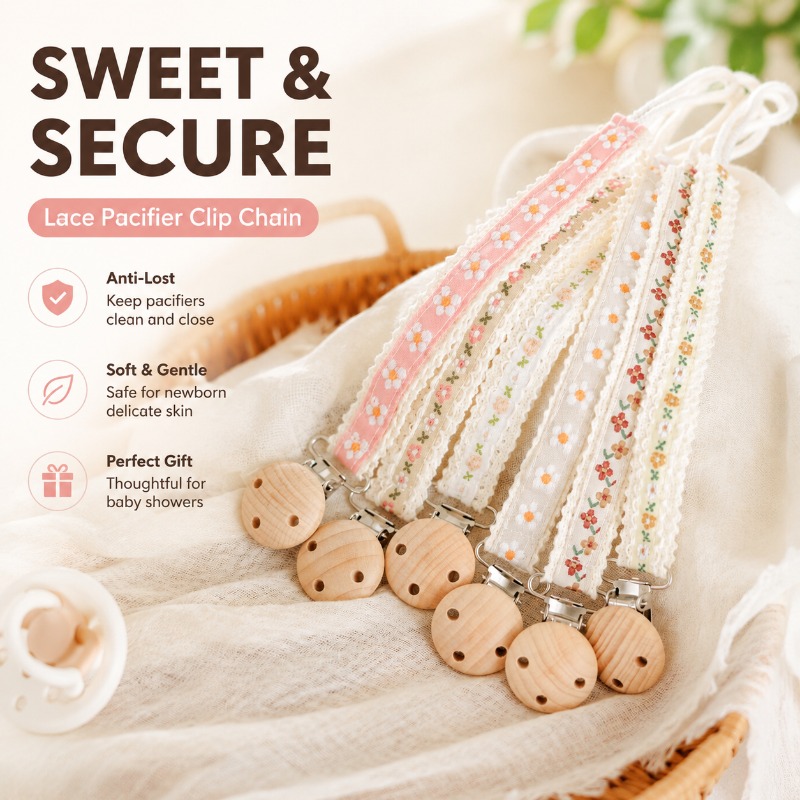 Baby Products - Lace Pacifier Clip Chain for Newborn